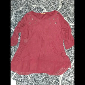 Belldini Shirt Womens 1x  Embellished Ruffled Hem